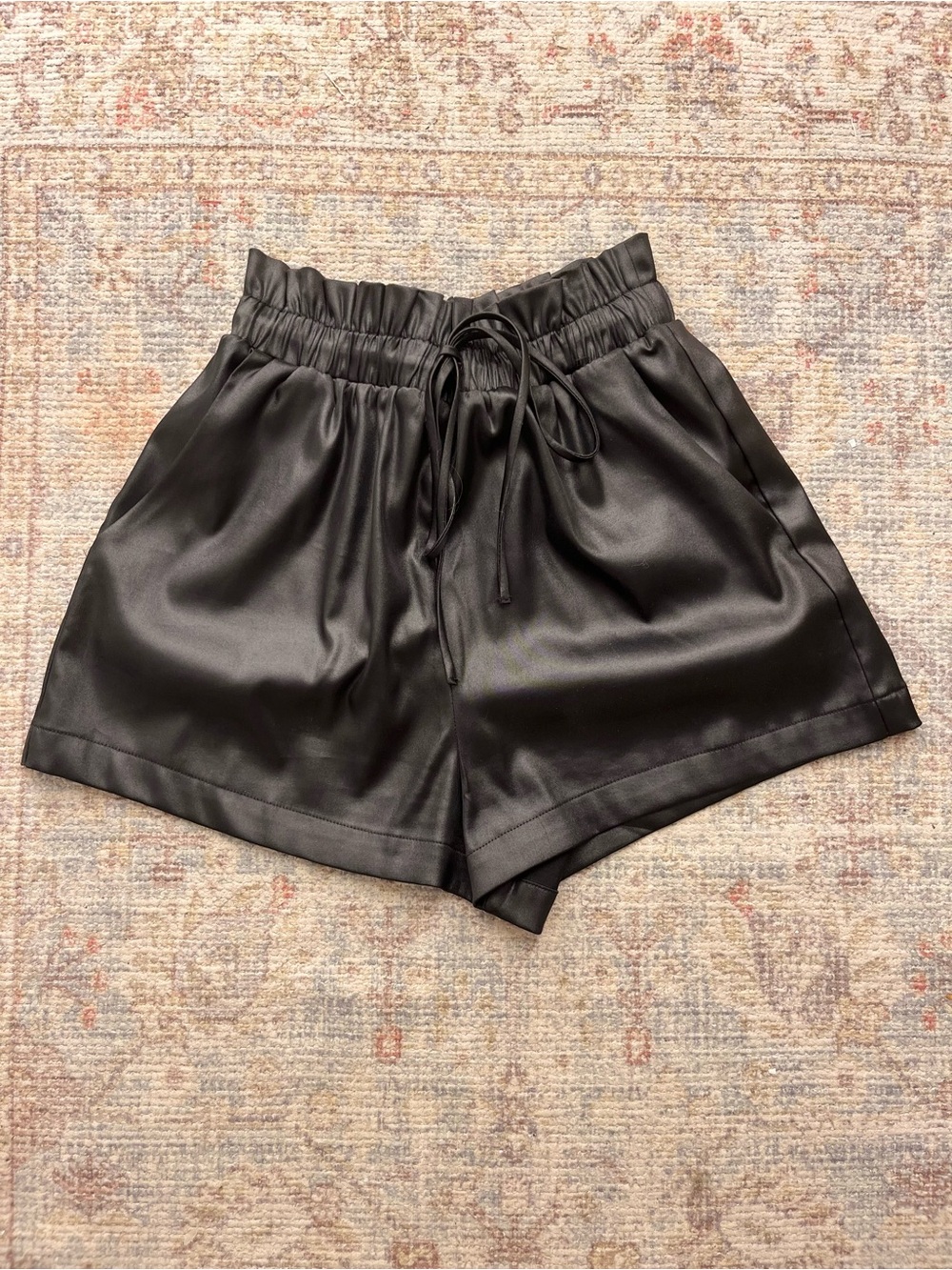 Forever 21 Black Satin-look High-Waist Drawstring Shorts